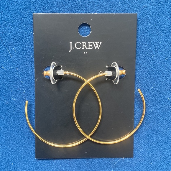 NWT J. Crew Factory mid-size Gold and Silver Colored Hoop Earrings - Picture 2 of 5